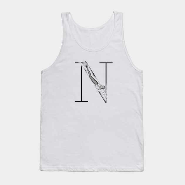 Mermaid Monogram N Tank Top by Elizabeth Weglein Art